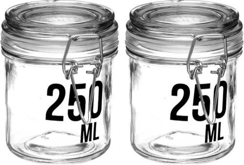 Secret de Gourmet 2x Stuks Inmaakpotten/voorraadpotten 0,25l Glas Met Beugelsluiting - Voorraadpot