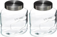 5five 2x Stuks Voorraadbussen/voorraadpotten 1l Glas Met Rvs Deksel - Voorraadpot