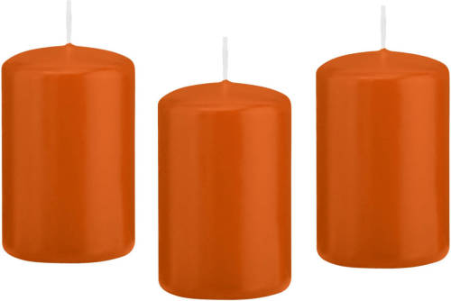 Trend Candles 8x Oranje Cilinderkaarsen/stompkaarsen 5 X 8 Cm 18 Branduren - Stompkaarsen