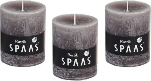 Candles by Spaas 8x Taupe Rustieke Cilinderkaars/stompkaars 7x8 Cm 30 Branduren - Stompkaarsen