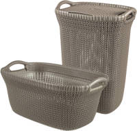 Curver Knit Wasmand Met Deksel 57l + Wasmand 40l - Bruin