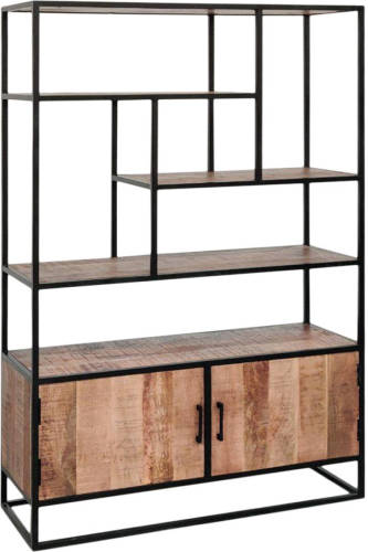 Lizzely Garden & Living Boekenkast Mangohout Pirlo 180x120cm Hoogte Industrieel Kast