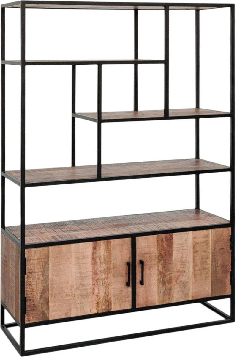 Lizzely Garden & Living Boekenkast Mangohout Pirlo 180x120cm Hoogte Industrieel Kast