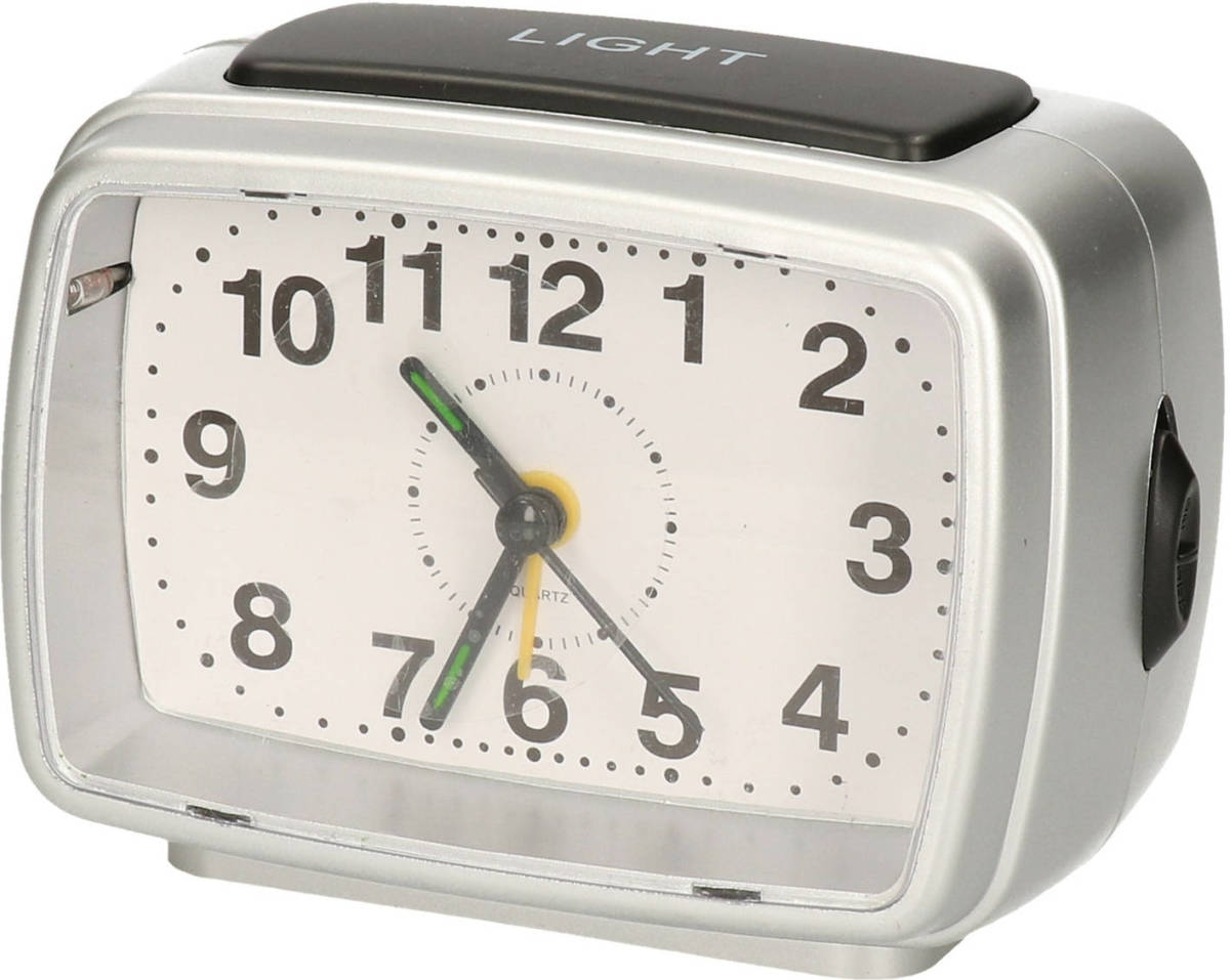 Gerim Wekker/alarmklok Wit/zilver Met Verlichting En Alarm - 11 Cm - Wekkers