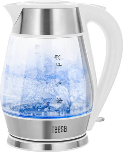 Teesa Tsa1512w Elektrische Glazen Waterkoker 1,7 Liter Rvs/wit