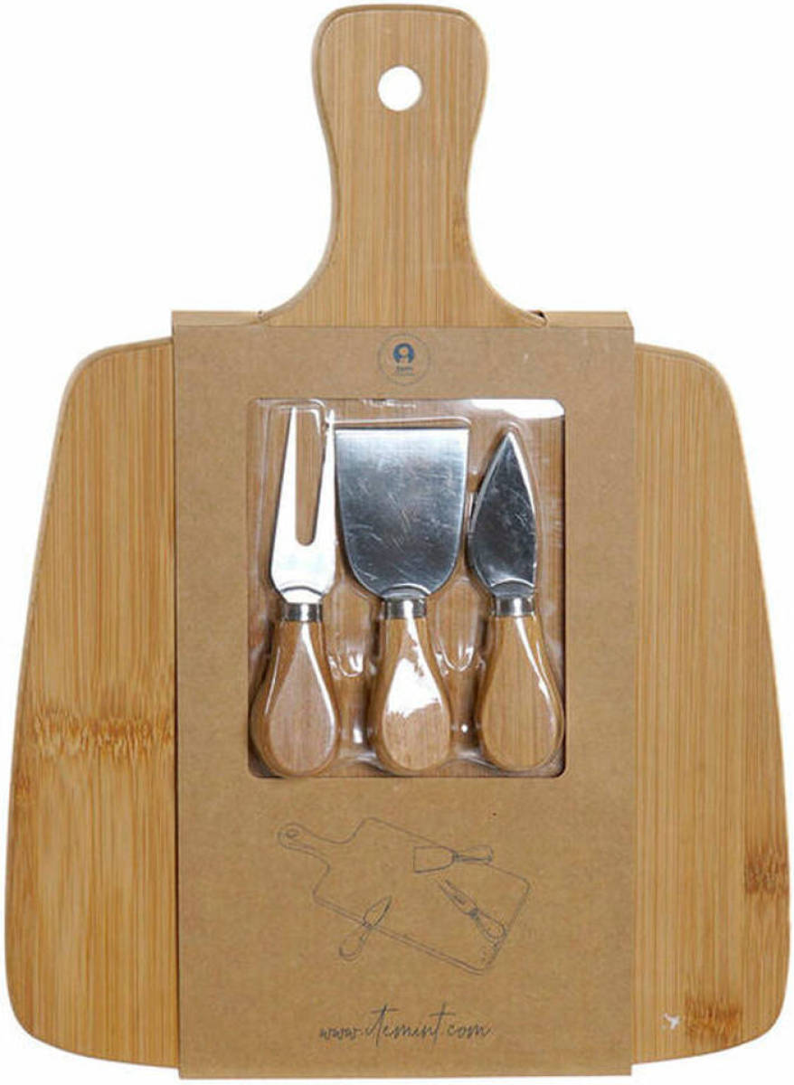 Snijplank DKD Home Decor Roestvrij Staal Bamboe (4 Pcs) (38 X 28 X 4 Cm)