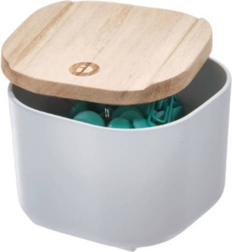 iDesign - Opbergbox Met Deksel, Xs, 9 X 9 X 6 Cm, Gerecycled Kunststof/hout, Grijs - iDesign Eco Storage