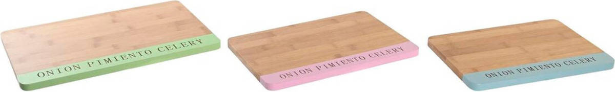 Snijplank DKD Home Decor Blauw Roze Groen Bamboe (33,5 X 22,4 X 1,2 Cm)