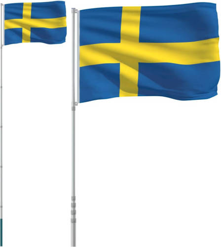 VidaXL Vlag Met Vlaggenmast Zweden 5,55 M Aluminium