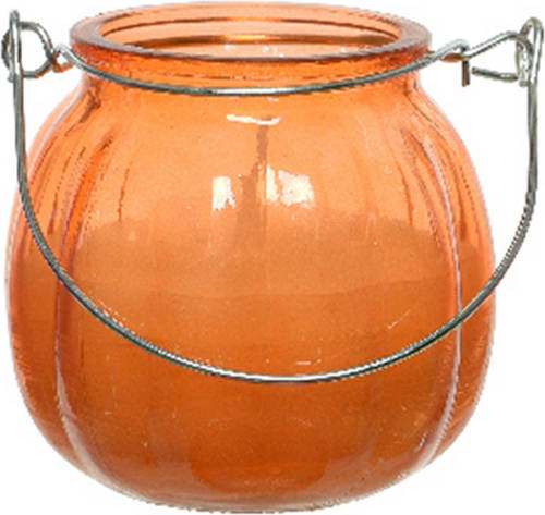 Decoris Citronella Kaars - Glas - Oranje - Anti Muggen - 15 Branduren - D8 X H8 Cm - Geurkaarsen