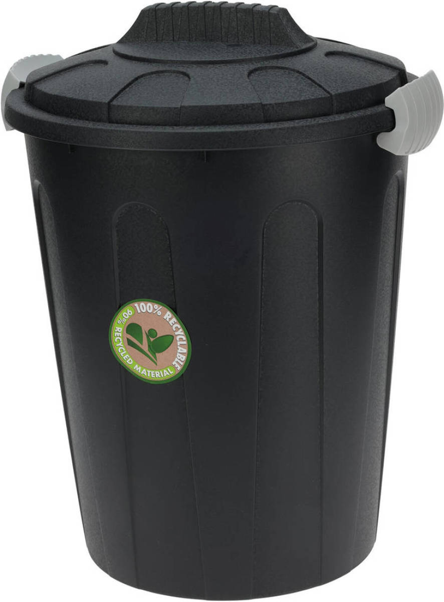 Bathroom Solutions Storage Solutions Wasmand Met Deksel - 23 Liter - Zwart - Kunststof - Wasmanden