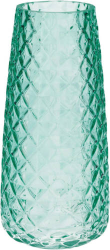 Bellatio Design Bloemenvaas - Groen - Transparant Glas - D10 X H21 Cm - Vazen