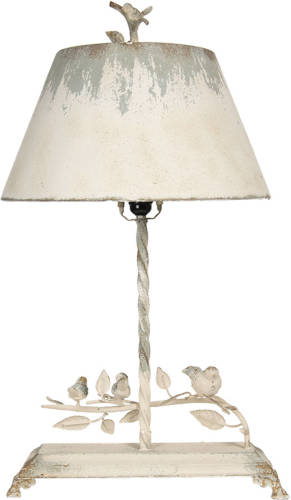 HAES deco - Tafellamp - Shabby Chic - Vintage / Retro Lamp Met Vogels. 44x43x75 Cm - Bureaulamp, Sfeerlamp, Nachtlampje