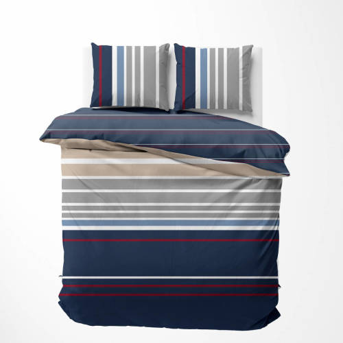 Nautica Katoen Satijnen Dekbedovertrekset - 140x200/220 - Bradford Blauw Rood