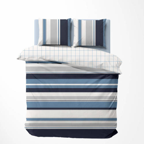 Nautica Katoen Satijnen Dekbedovertrekset - 240x200/220 - Westport Blauw Wit