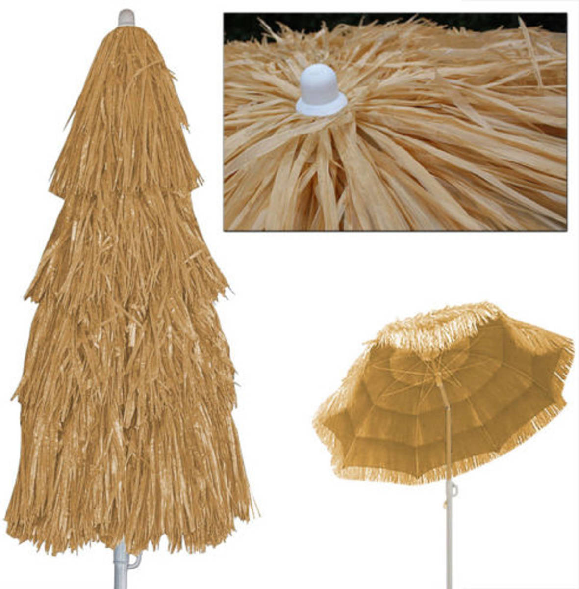 Kingsleeve Parasol, Zonnescherm, ""Hawai"", Naturel