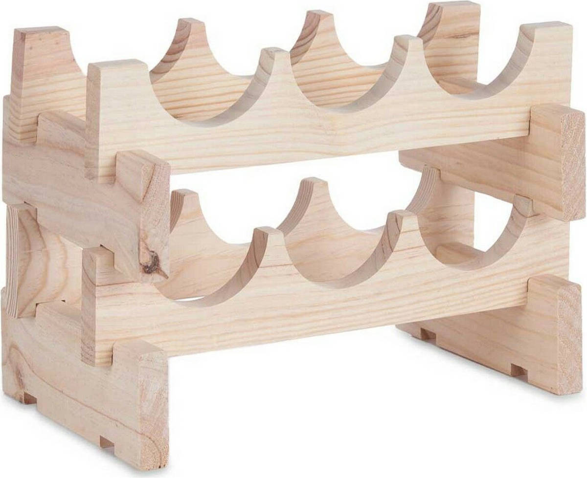 Kipit Flessenrek 6 Flesjes Natuurlijk Dennenhout (36,5 X 21 X 25 Cm)