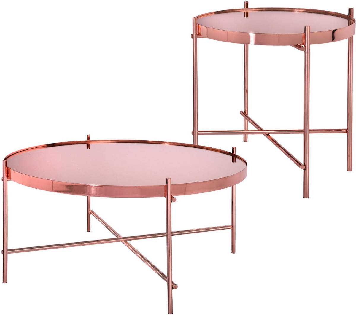 Salontafel Set Van 2 Koperen Gemaakt Van Metaal En Glas WOMO-Design