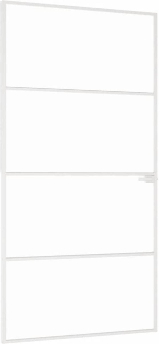 VidaXL Binnendeur 102x201,5 Cm Gehard Glas En Aluminium Smal Wit