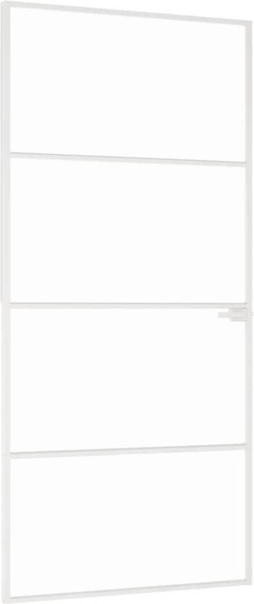 VidaXL Binnendeur 93x201,5 Cm Gehard Glas En Aluminium Smal Wit
