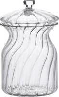 Clayre & Eef Voorraadpot Deksel Ø 9x15 Cm Glas Rond Voorraadbus Bewaarpot Opbergpot Transparant Voorraadbus Bewaarpot