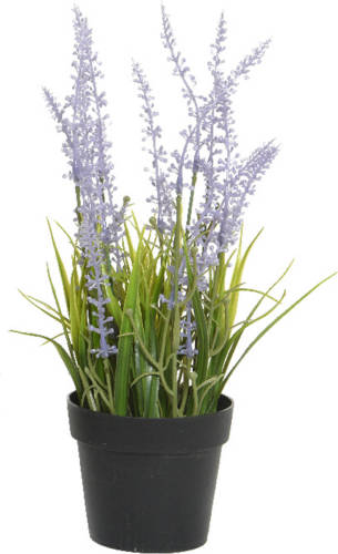 Everlands Lavendel Kunstplant In Pot - Lila Paars - D15 X H30 Cm - Kunstplanten