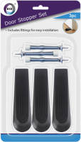 DID Set Van 3x Stuks Deurstoppers/deurwiggen - Zwart - 12 Cm - Rubber - Deurstoppers