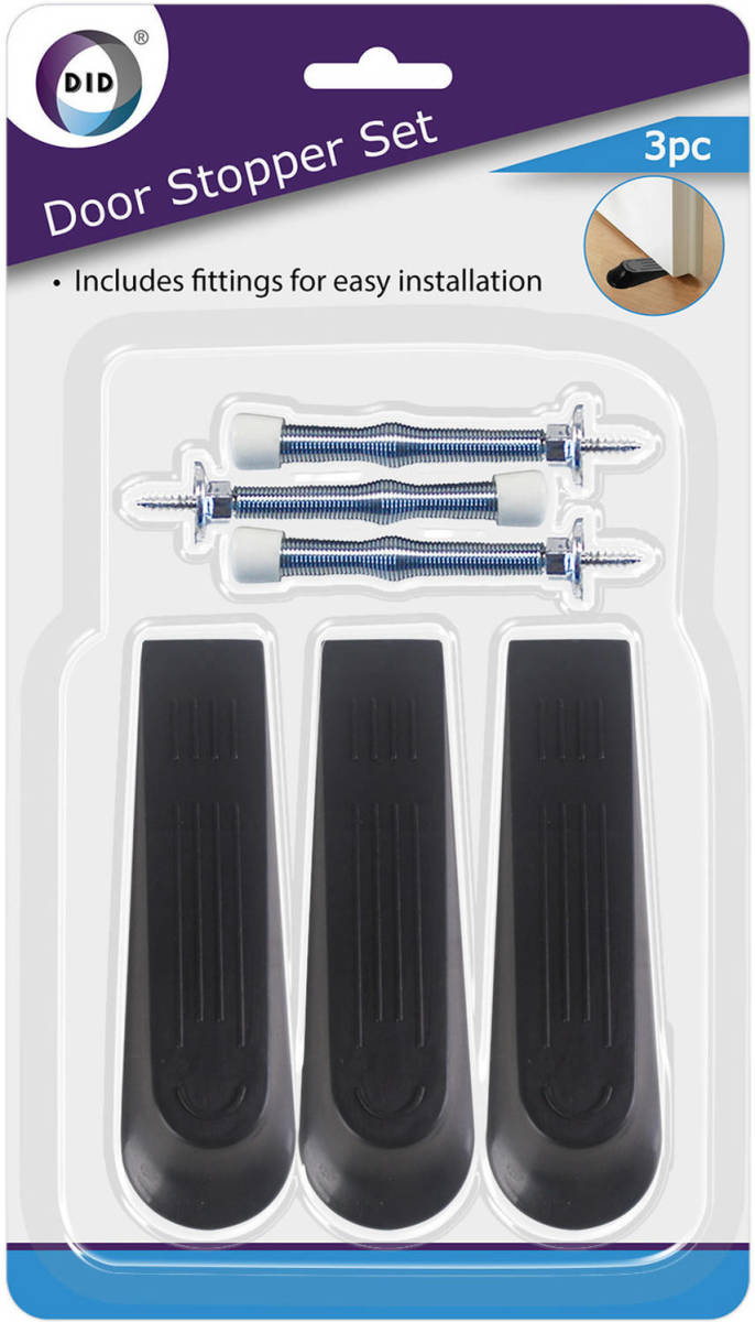DID Set Van 3x Stuks Deurstoppers/deurwiggen - Zwart - 12 Cm - Rubber - Deurstoppers