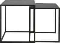 H&S Collection Bijzettafel/plantenstandaard Set - 2-delig - Zwart - Metaal - 37 X 34 En 34 X 30 Cm - Bijzettafels