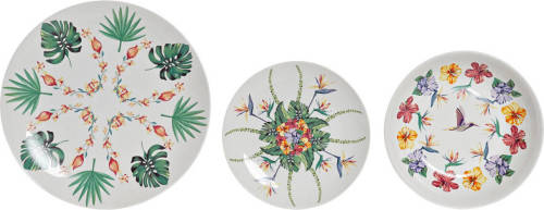 Serviesset DKD Home Decor Tropisch Porselein (18 Pcs)