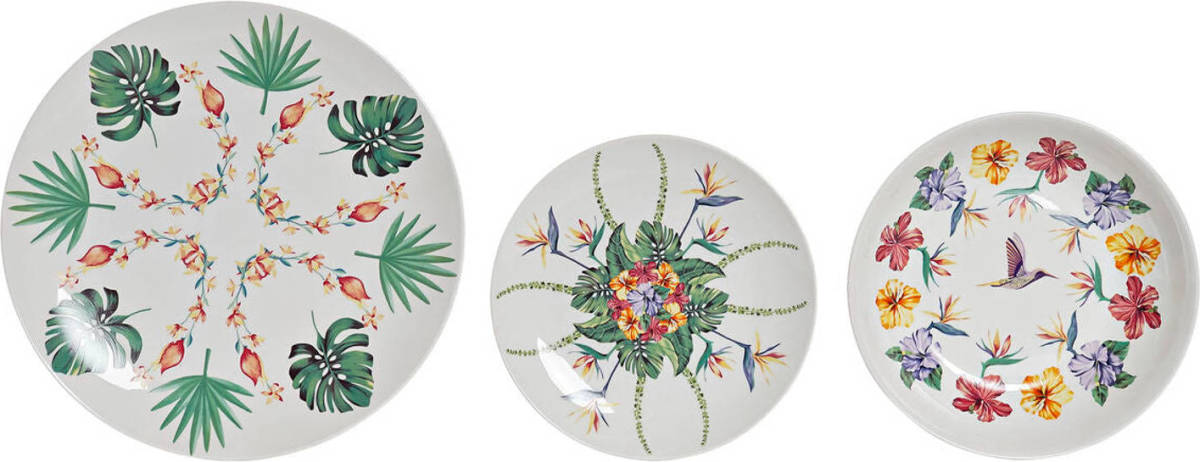 Serviesset DKD Home Decor Tropisch Porselein (18 Pcs)