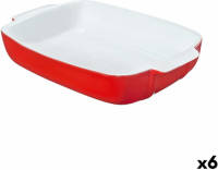Ovenschaal Pyrex Signature Rechthoekig Rood 29 X 19 X 7 Cm Keramisch Wit (6 Stuks)