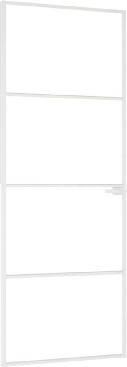 VidaXL Binnendeur 76x201,5 Cm Gehard Glas En Aluminium Smal Wit