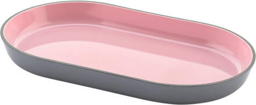 Bigbuy Home Dienblad Melamine Roze/grijs Ovaalvormig (24 X 14 X 2,5 Cm)