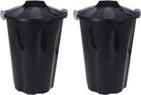 Bathroom Solutions 2x Stuks Storage Solutions Wasmanden Met Deksel - 40l - Zwart - Kunststof - Wasmanden