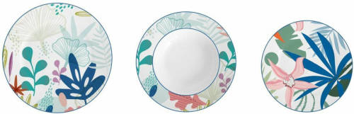 Serviesset DKD Home Decor Porselein Blauw Groen 18 Onderdelen