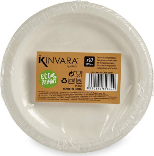 Kinvara Bordenset 10 Onderdelen Composteerbaar Wit Suikerriet