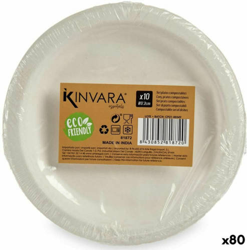 Kinvara Bordenset Composteerbaar Wit Suikerriet 80 Stuks