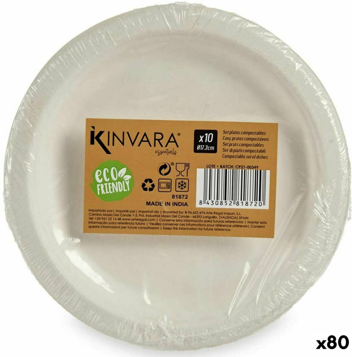 Kinvara Bordenset Composteerbaar Wit Suikerriet 80 Stuks