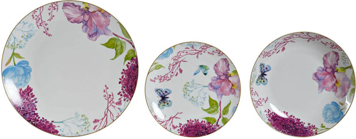 Serviesset DKD Home Decor Vlinder Porselein (18 Pcs)