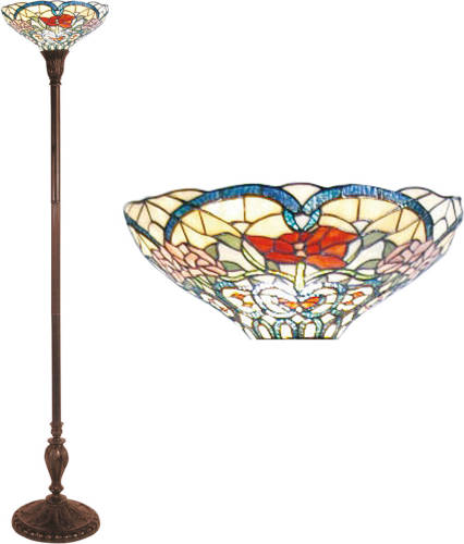 HAES deco - Tiffany Vloerlamp Beige, Rood Ø 35x180 Cm E27/max 1x60w