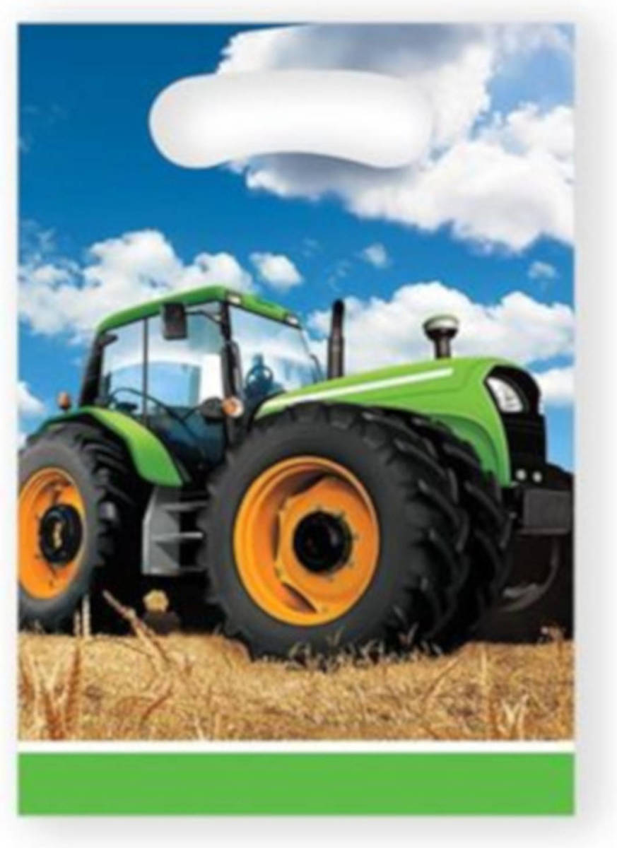 Witbaard Uitdeelzakjes Tractor Time Jongens 16 X 23 Cm 8 Stuks