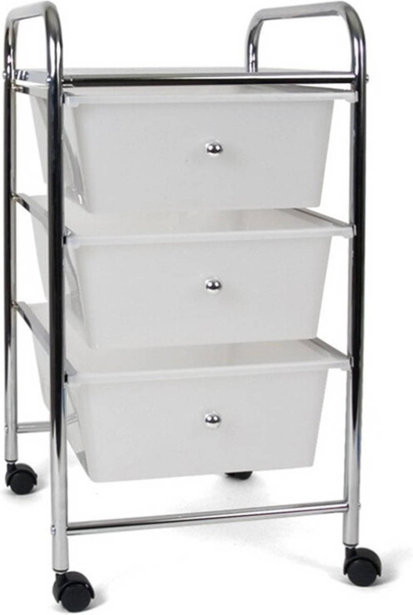 Gerim Badkamer Trolley/kastje Met 3 Lades En Plank 36 X 60 Cm Van Kunststof - Opberg Trolley