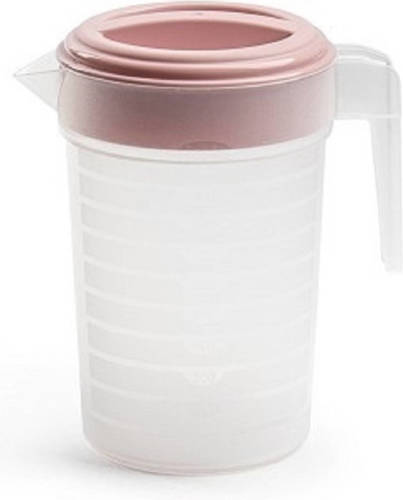 Forte Plastics Waterkan/sapkan Transparant/roze Met Deksel 1 Liter Kunststof - Schenkkannen