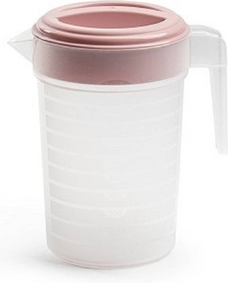 Forte Plastics Waterkan/sapkan Transparant/roze Met Deksel 1 Liter Kunststof - Schenkkannen