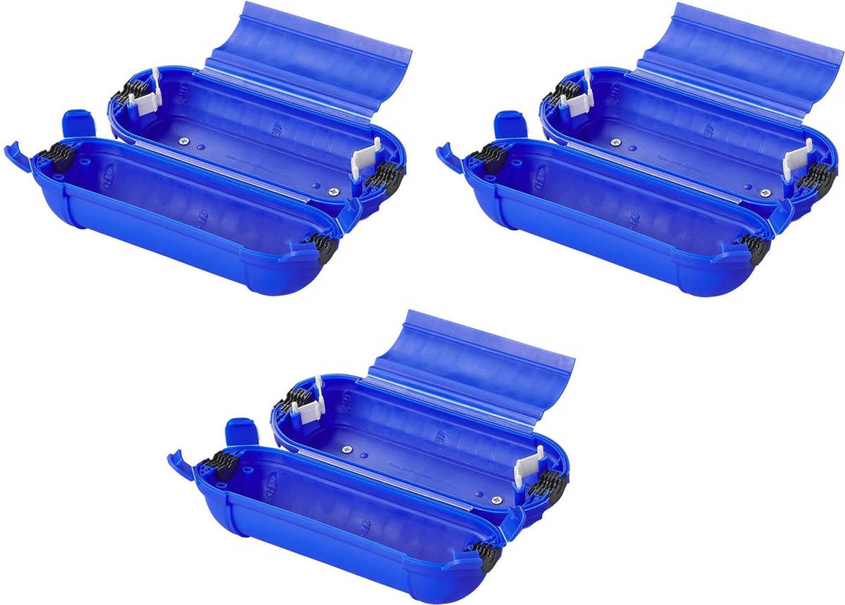 Pro Plus 3x Stekkersafes / Veiligheidsboxen Stekkerverbindingen Ip44 Kunststof Blauw 21 X 8 X 8,5 Cm - Stekkersafe