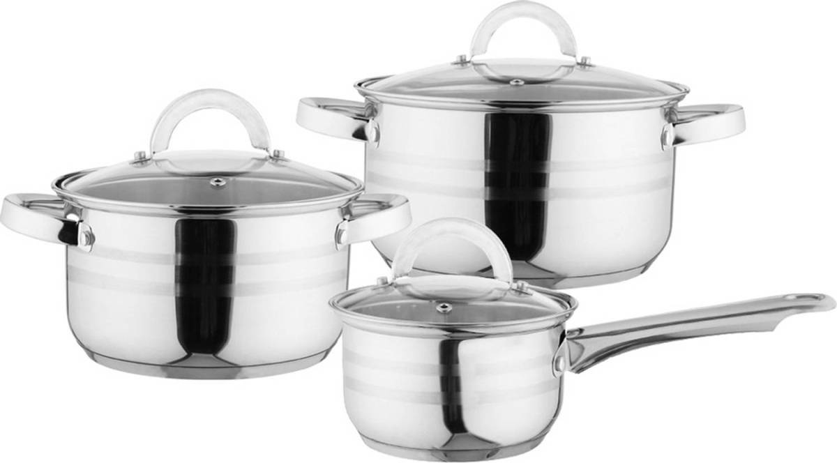 Altom Design Paolo 6 Delige Pannenset Met Braadpan Ø 14/18/22 Cm Zilver