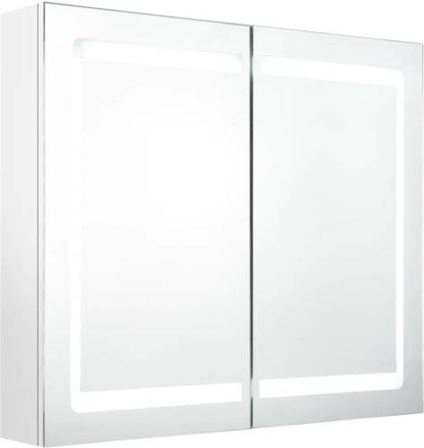 VidaXL Badkamerkast Met Spiegel En Led 80x12x68 Cm Glanzend Wit