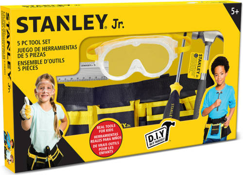 Stanley Gereedschap Set Voor Kinderen - Hamer - Schroevendraaier - Veiligheidsbril - Liniaal - Gereedschapsriem