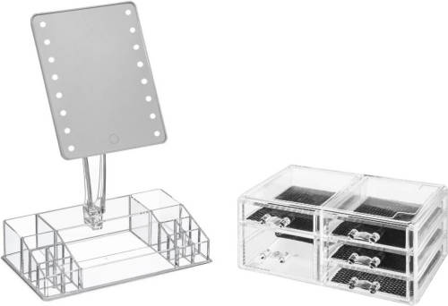 5five Make-up Organizer Set Vakjes En Lades 24 X 11 Cm En Een Led Spiegel - Make-up Spiegeltjes